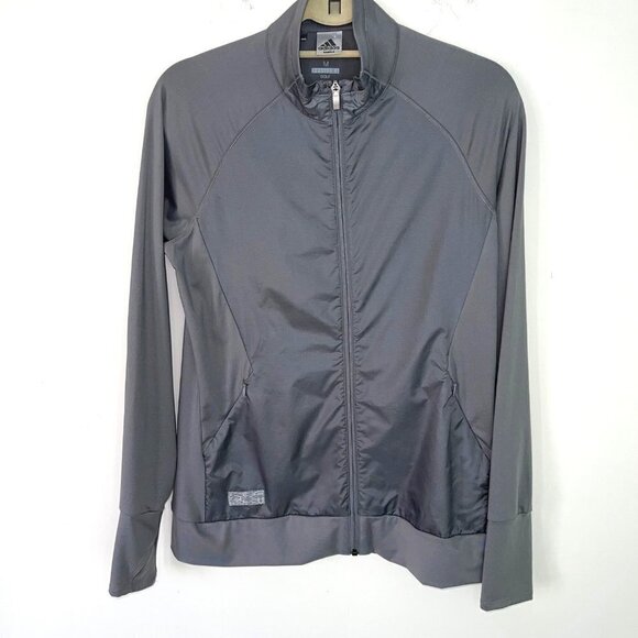 Adidas Golf Jacket Womens Size Medium M Zipper Front Stripes Polyester Spandex - Picture 9 of 9